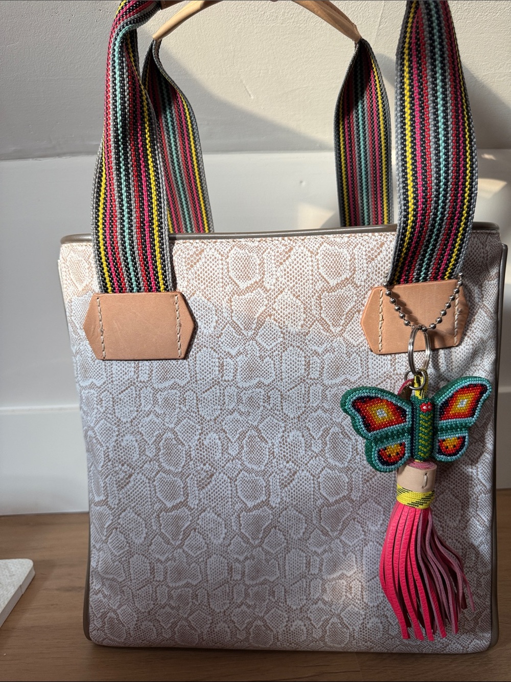 NEW Consuela Classic Tote - Clay with hand beaded butterfly charm